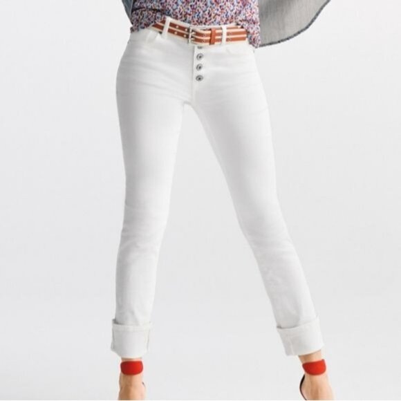 CAbi Denim - CABI Button Fly Straight Jeans White Sz 6 #6284 NWOT